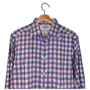 Charles Tyrwhitt Dress Shirt Non Iron Tailored Fit Check Plaid Men's 16/34